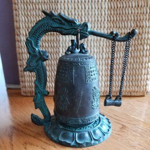 Vintage Chinese Brass Bell Dragon Stand